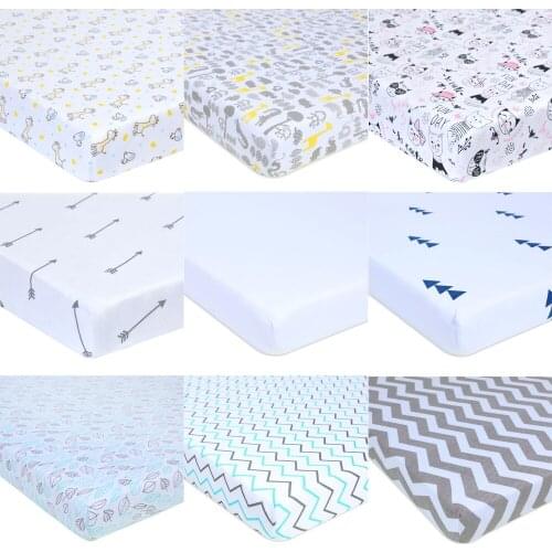 Baby Bed Fitted Sheet Knitting 100% Cotton Crib Fitted Sheet Triangle Design Bedding Protector Cover For Baby Girl Boys 130*70cm