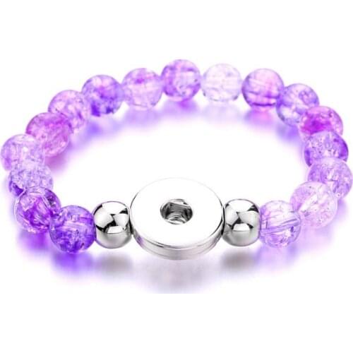 Multicolor beads 18mm snap button jewelry Elastic bracelet XH5120