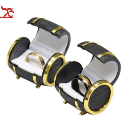 Ring Box Innovative Golden Beer Barrel Shape Box Jewelry Box Earrings Holder Display Gift Box 1Pc 4*4*5cm