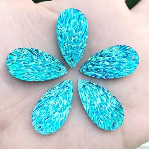 15*29mm Sew On Flatback Rhinestone Two Holes Beads Stones For Clothes 90pcs/lot E005*6