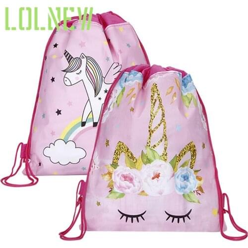 Unicorn Drawstring bag for Girls Travel Storage Package Cartoon School Backpacks Children Birthday Party Favors