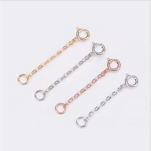 925 Sterling Silver Extended Chains with Spring Buckle Lobster Clasps for DIY Necklace Bracelet Chain Extender Jewelry Making