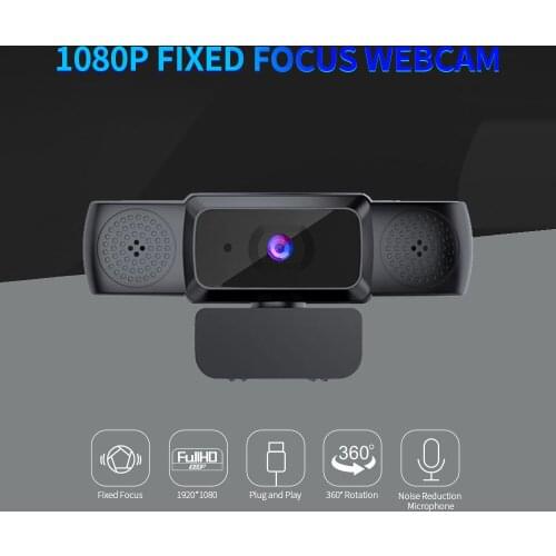 30fps 1080P Camera Fixed Focus USB Drive-free Web Camera Built-in Noise Reduction Microphone for Online Conference Video Chat