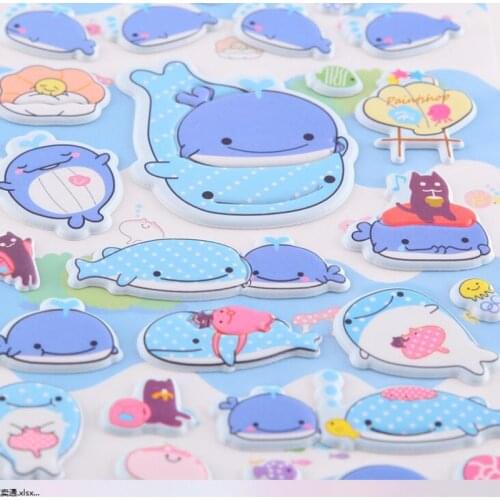 High Quality Scrapbook Expression Small Animal Marine Whale Stationery Sparkling Sparkling Bubble Fluffy Sticker