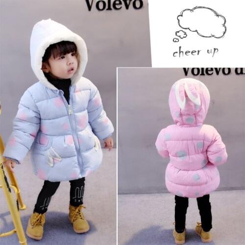 2017 infant girl winter coat girls rabbit printed dot cotton padded thickening warm coats baby outerwear jackets
