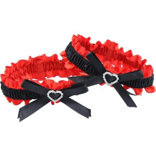 1 Pair Sexy Heart Leg Garter Belt Band Bowknot Harness Lace Punk Thigh Ring Stocking Adjustable Cosplay Lingerie Accessories