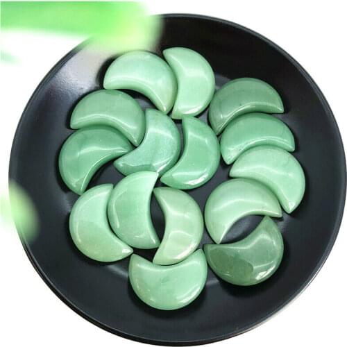 1pc Natural Green Aventurine Moon Shaped Crystal Gemstone Healing Polished Decor Natural Stones and Minerals