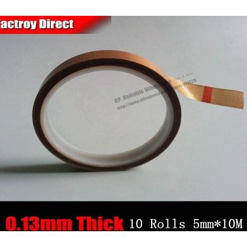 10 Rolls (5mm *10M*0.13mm) PTFE Tape High Temperature Resistant, Anti Abrasion, for LCD/ FPC/PCB Industrial, Hot Sealing