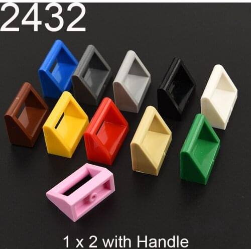 10pcs 2432 Tile Special 1 x 2 with Handle Building block accessories parts MOC DIY Education Build Toys Brick