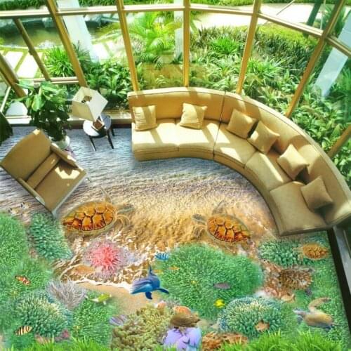 Free shipping custom flooring 3d bathroom living room wallpaper barber Shallow sea wetland marine flooring bathroom mural