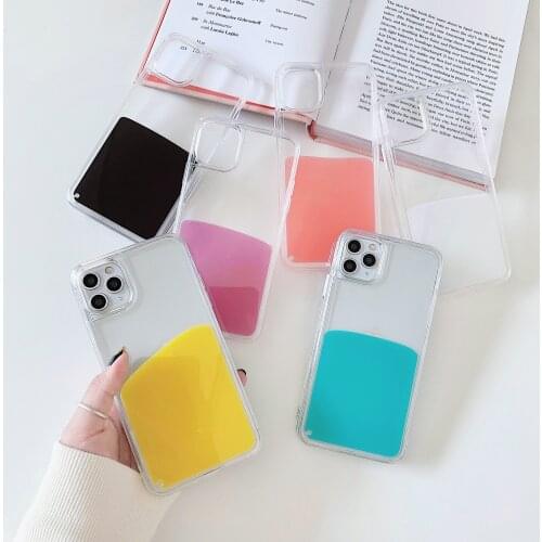 3D Liquid Dynamic Quicksand Juice Color Case For iPhone 11Pro Max 12 Mini XS X XR 7 8 Plus SE 6 6S Pressure Relived Clear Cover