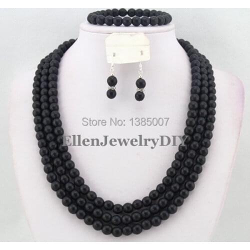 Black African Jewelry Set Nigerian African Wedding Beads Jewelry Set Beads Necklace Set W6624