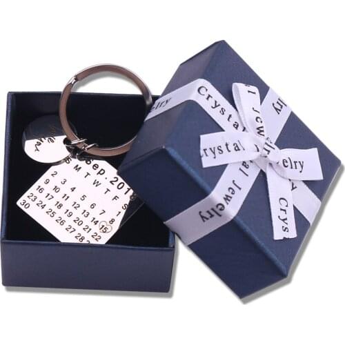 Fathers Day Sale,Personalized Calendar Keychain,Signature Calendar Key Chain Stamped Calendar, Date Highlighted with Heart