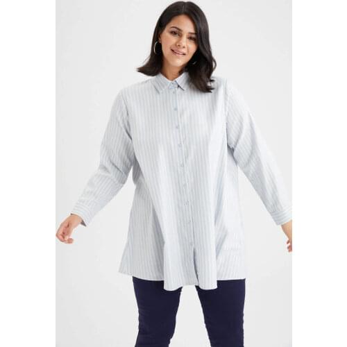 DeFacto Autumn Woman Woven Top Striped Relax Fit Woven Shirt Tunic Female Fashion-W0524AZ21AU