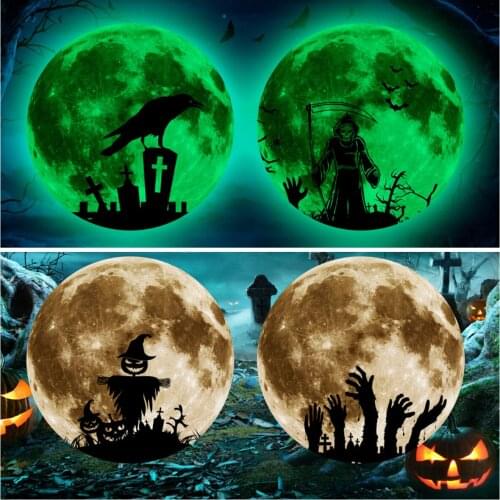 Halloween Fluorescent Stickers Room Halloween Luminous Crow Wall Decals Bedroom Decor Halloween Party Decoration Sticker