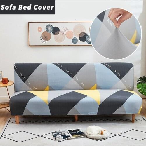 Geometry Elastic Folding Seat Slipcovers Armless Sofa Bed Cover Removable Dust-proof Couch Sofa Covers for Living Room
