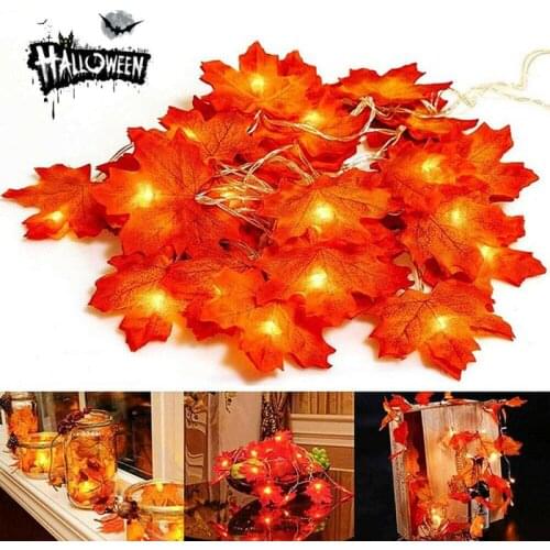 10/20 LED Maple Leaves Fall Garland String Light Christmas Decoration Autumn String Light Festive DIY Halloween Decoration