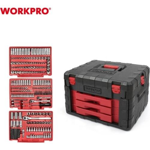 WORKPRO HOT SELLING 450PC Home Tool Sest Socket Wrench Mechanic Hand Tool Set with Drawer Heavy Duty Box