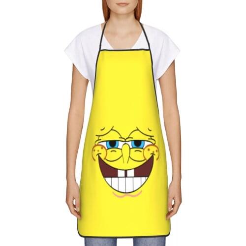 Sponge Baby Kitchen oil resistant wreath Kawaii Anime kitchen apron women Man For school 72*52cm