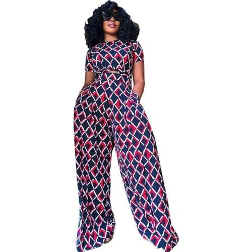 Two Piece Set Africa Clothes African New Dashiki Fashion Grid Suit Top And Trousers Super Elastic Party For Women Outfits