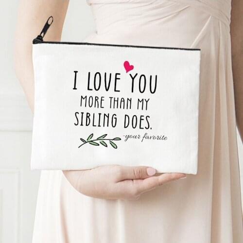 Makeup Bag I Love You Cosmetic Pouch Canvas Lipstick Bag Girl Friends Harajuku Travel Toiletry Bags Storage Purse Kawaii