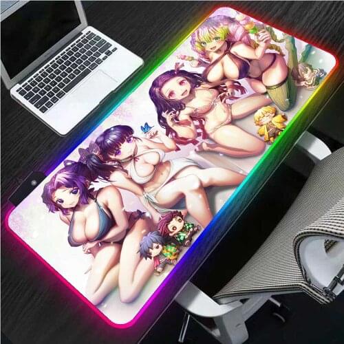 Mouse Pad Carpet RGB Big Ass Anime Mousepad Sexy Girl LED Laptop Mousepad Breast Chest Decoration Gamer Pc Mouse USB Cable Mat