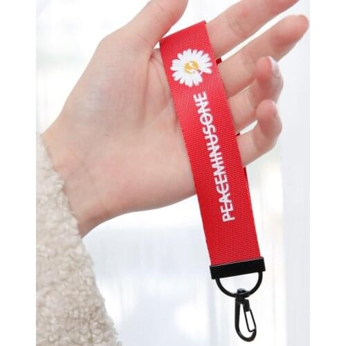 Creative Small Daisy Keychain Flower Letter Printing Ribbon Pendant Clothes Streamers Student Korean Bag Small Ornaments S306