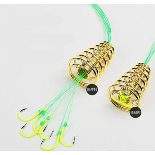 1pcs Explosion Fishing Hook High Carbon Carp Spherical Trap Feeder Bomb Proof Hanging Fish Hooks Spring Anti-winding Hook