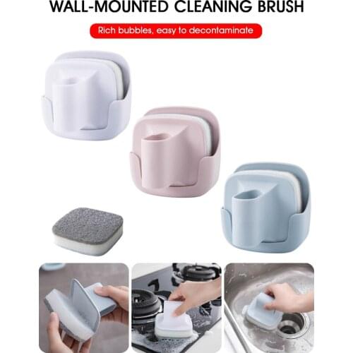Kitchen Wall Mount Pot Brush With Handle Dish Washing Brushes Sponge Dishwasher Kitchen Organizer Washing Tools Dropshipping