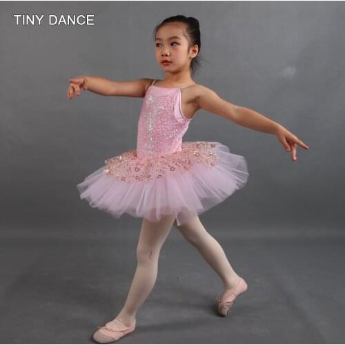Camisole Ballet Tutu Pale Pink Sequin Lace Top Bodice with Layers of Soft Tulle Platter Tutu Leotard Dress Dance Costumes 20186
