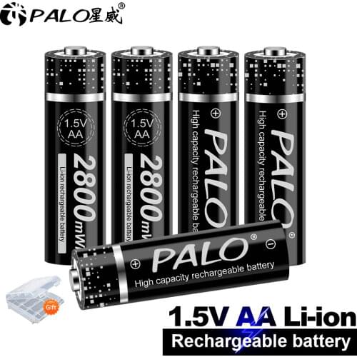 PALO AA 1.5 V Li-ion Rechargeable battery 1.5V AA lithium battery 2800 mWh AA batteries for Clocks, mice, computers, toys so on