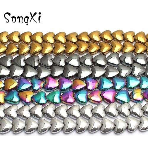 6*5mm Wholesale Heart Shape Multicolor Hematite Loose Beads for Jewelry Making Natural Stone Bead Diy Necklace Bracelet 15