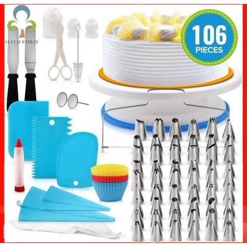 Cake Decorating Tools Kit Turntable Pastry Nozzles For Cream Confectionery Bags Icing Piping Nozzles Tips Cakes Baking Tools ZXH