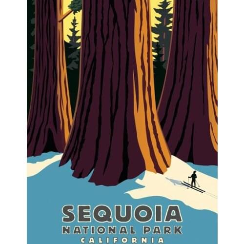 World Skiing Travel Sequoia Park Propaganda Retro Vintage Kraft Poster Decorative DIY Wall Canvas Sticker Home Bar Posters Decor