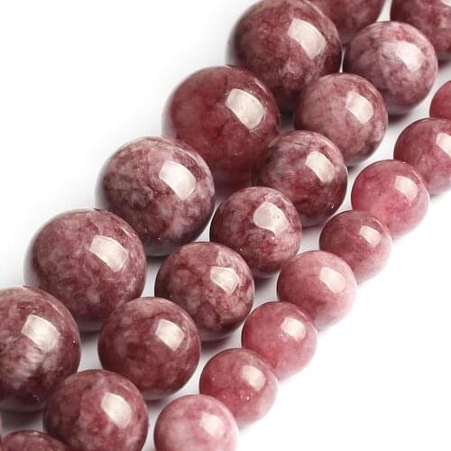Natural Dark Purple Lepidolite Stone Beads Round Loose Rondelle Bead For Jewelry Making DIY Bracelet Accessorie 4 6 8 10 12mm