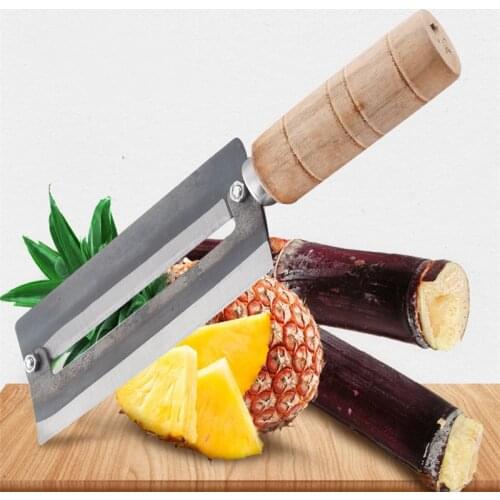 Sugar Cane Knife Pineapple Knife High Carbon Steel Pineapple Peeling Knife Wooden Handle Big Cane Planer Fruit Shop Tool