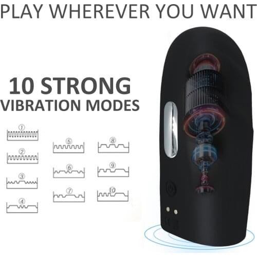 10 Speeds Vibration Massager Rechargeable for Male Pleasure Training Sucker Toys Oral Cup Improve Endurance Trainer Device