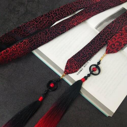 YILING Hanfu Hair Band Magic Patriarch Pendant Ti Hua Chou Textured Reddish Black Gradient Tassels Hair Accessories Headbands