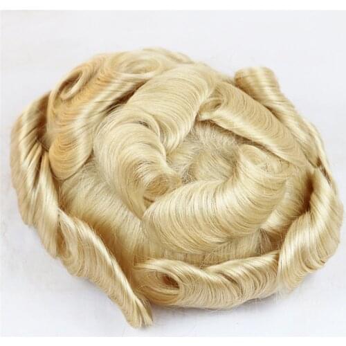 PU+mono base male Toupee hair system For Men Moda Masculina Bleached and tiny Knot Hair Black & 613 Colors For Man replacement