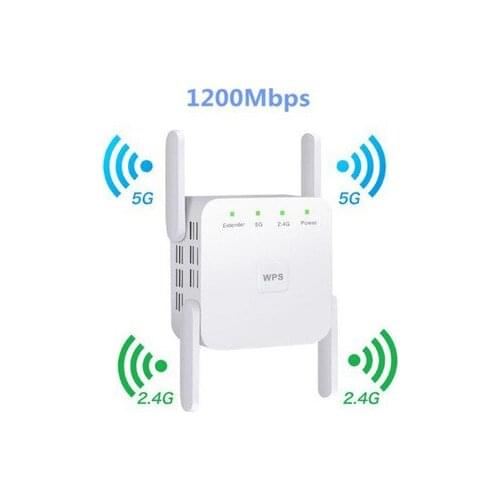 External antenna 2.4G 5.8GHz 1200Mbps wifi repeater for long range wireless extender signal booster wifi extender