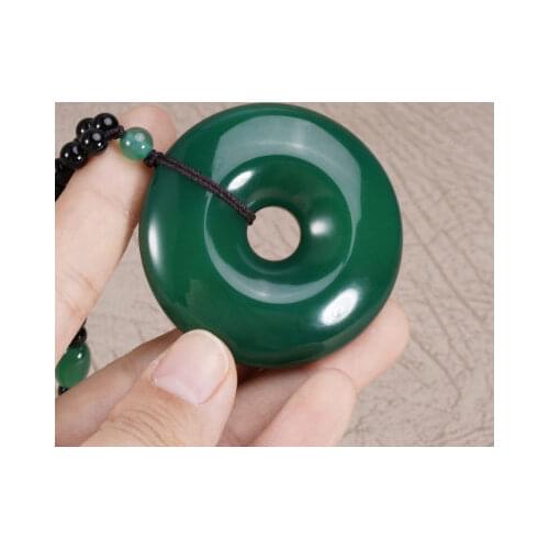 Zheru jewelry natural hetian jade green donut pendant necklace exquisite jewelry best gift