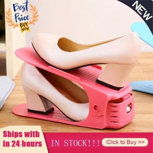 1 Pcs Shoe Rack Organizer Adjustable Storage Shoes Stand Shelf Support Slot Space Saving Cabinet Cupboard Closet For Shoes