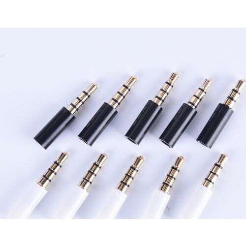 10pcs 3.5mm Stereo Headset Plug With Tail 4 Pole Gold Plated 3.5mm Audio Plug Jack Adaptor Connector For Phone