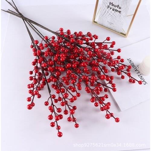 13.7" Christmas Red Berries Artificial Berry Stems Holly Flower Branch for Home Wedding Party DIY Christmas Tree Crafts Decor