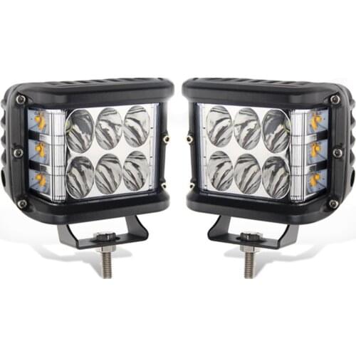 2Pcs ECAHAYAKU Dually 4" LED Work Light 60W Cube Side Shooter Yellow Strobe For Cars Offroad Trucks Tractor SUV ATV Boat 4x4 12V