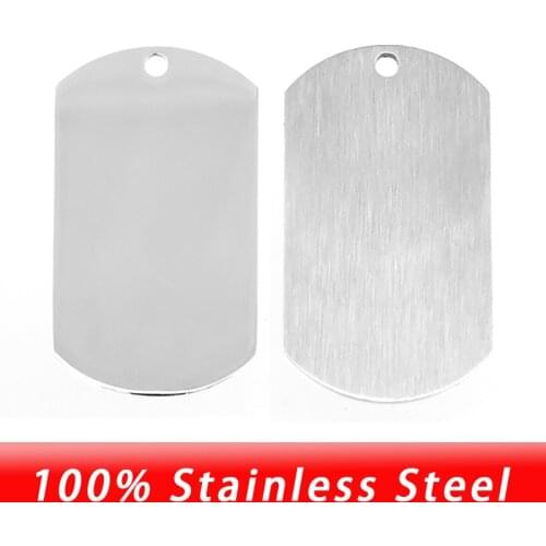 28x49mm ID dog tag Charm pendant blank for print tags one side mirror polish one side brushed polish stainless steel 10pcs