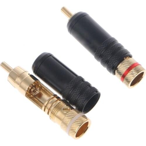 4 Pcs WBT-0144 Gold Plated RCA Plug Lock Soldering Audio/Video Plugs Connector