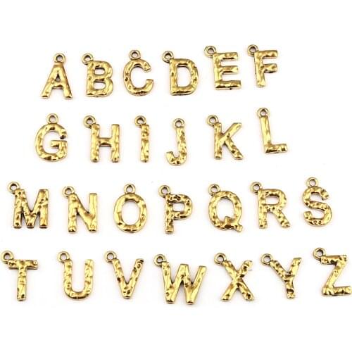 50 PCs Letter Series Zinc Based Alloy Pendant Charms Capital Alphabet Gold Color Necklace Making Earrings Bracelet DIY Findings