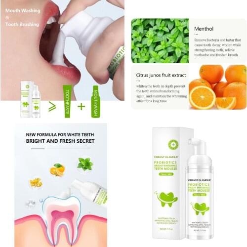 60ml Tooth Whitening Toothpaste Intensive Natural Refreshing Shining Mousse