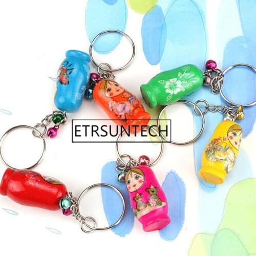 600pcs Creative Russian Dolls Key Chains Wood Matryoshka Russian Dolls Keychain for Car Phone Decorative Party Gifts